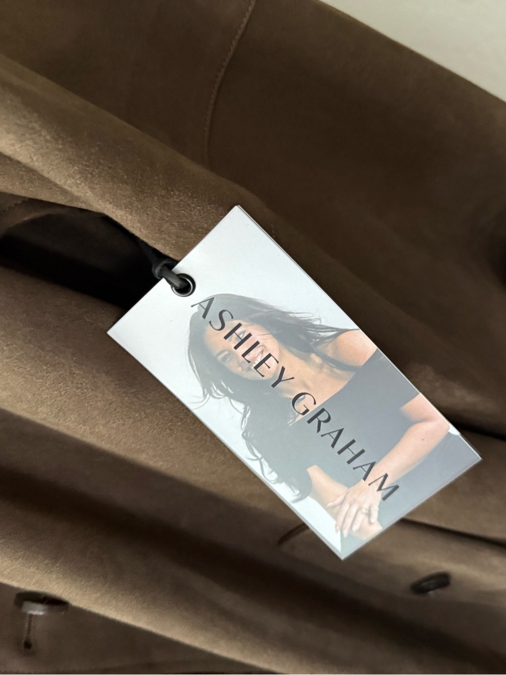 Ashley Graham|Brown Suede Double-Breasted full length Trench Coat,tie waist•NWT - Picture 13 of 17